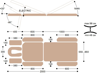 размеры массажного стола гелиокс 203 кп